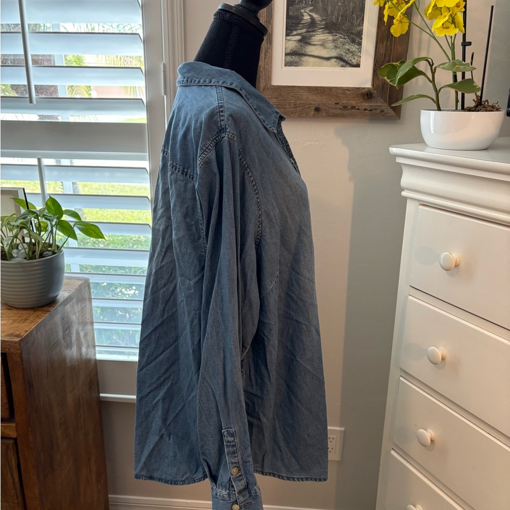 J. Jill Blue Denim Button-Up Shirt, 2X - Picture 2 of 13